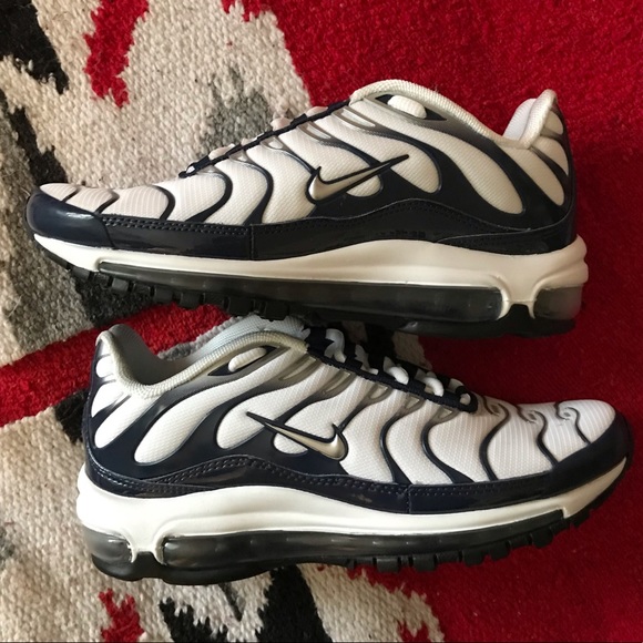 air max 97 plus white navy